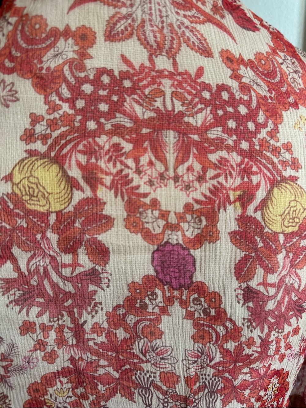 The Kooples Sunrise Chili Pepper Boho Floral Maxi Dress Beads Size 1 (US 4) NWT - Picture 12 of 12